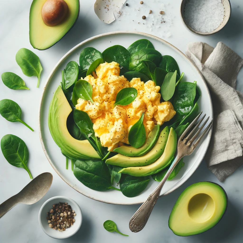 a plate of avocado and eggs